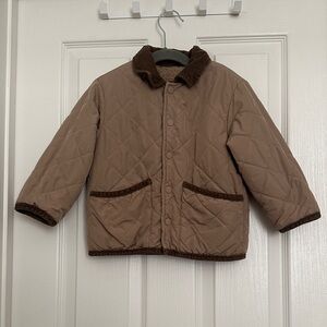 Zara Quilted Brown Puffer Jacket with Dark Corduroy Trim